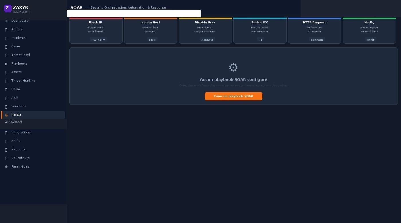 Zaxyr SOAR automation and orchestration interface