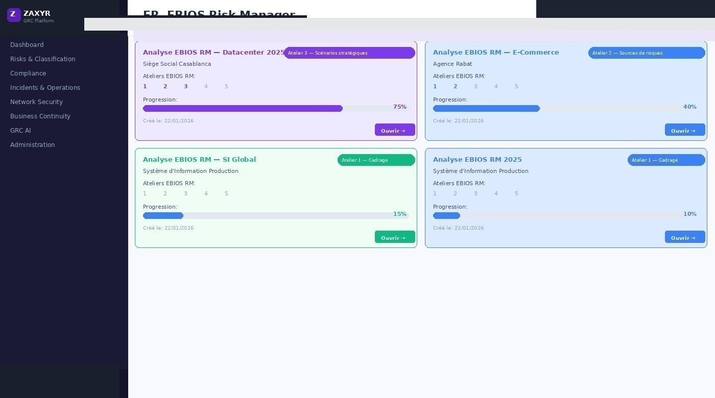 Zaxyr EBIOS Risk Manager interface